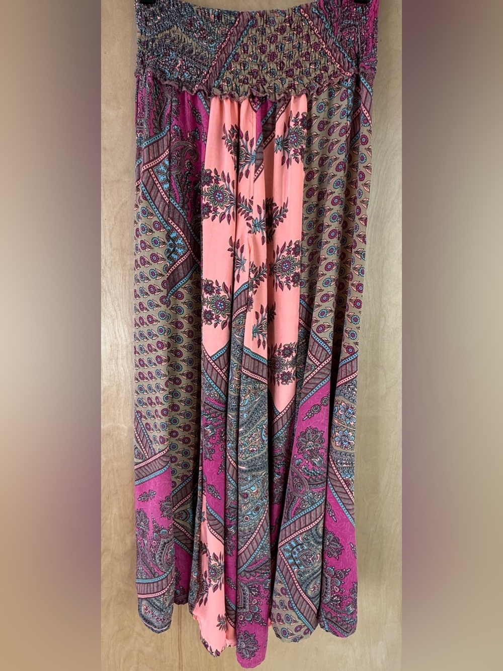 Bohemian Wide-Leg Printed Palazzo Pants in Pink & Orange - Picture 9 of 12